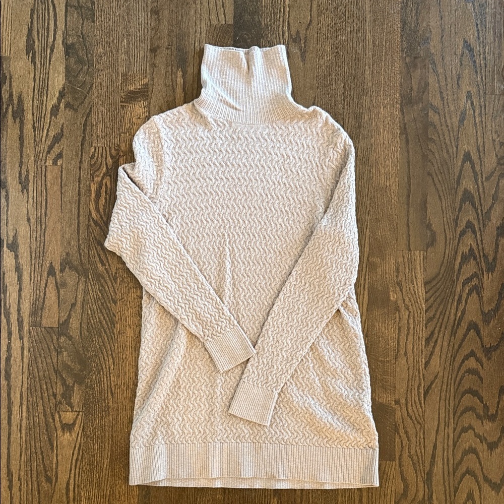 Lands' End Women's Textured Cream Turtleneck Sweater